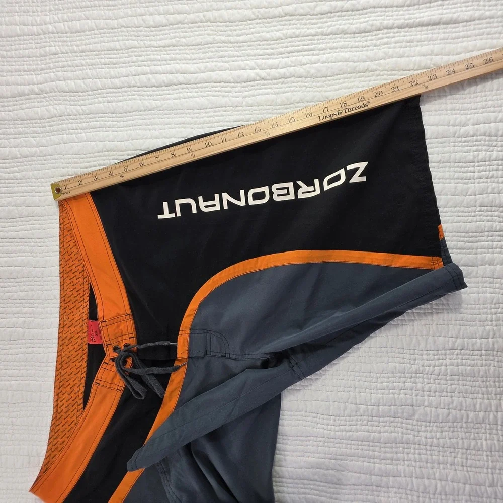 Zorbonaut Mens Board Shorts Swim Trunks Black Orange Grey Size XXL Surf Beach